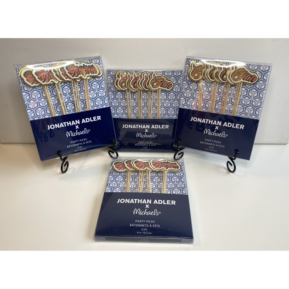 Jonathan Adler x Michaels Ciao & Bonjour Party Picks 12 count Set Of 4 Cocktail